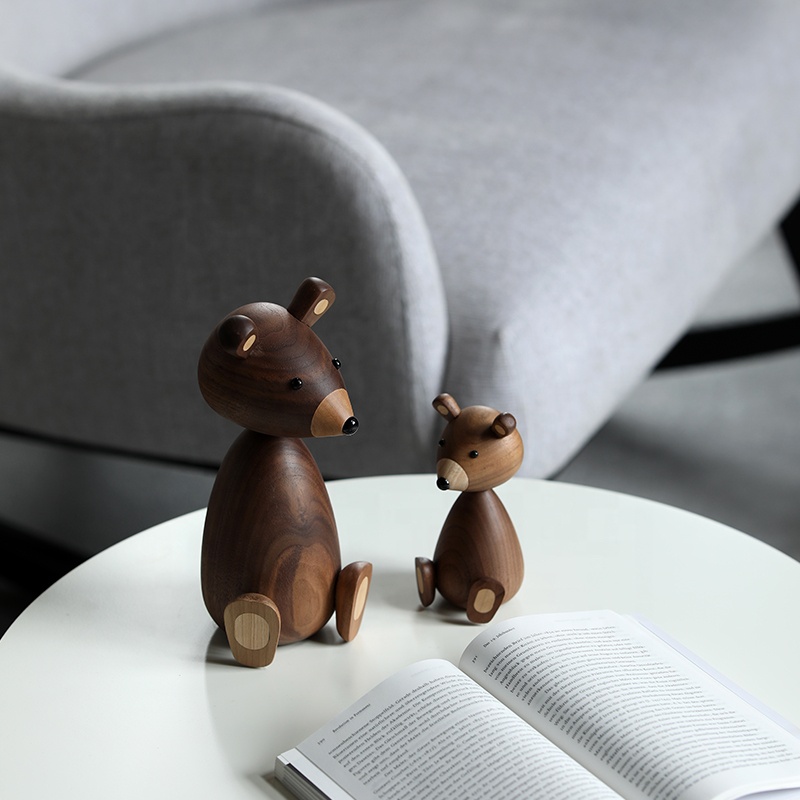 Wooden Animal Walnut Bear Decoration